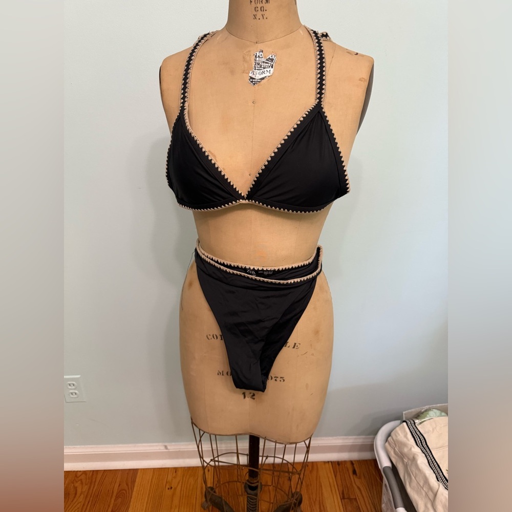 Zara Navy Bikini with Cream Trim